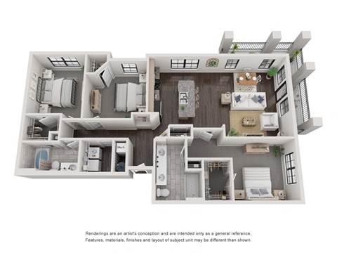 Floor plan for 3 beds, 2 baths, 1426 sqft